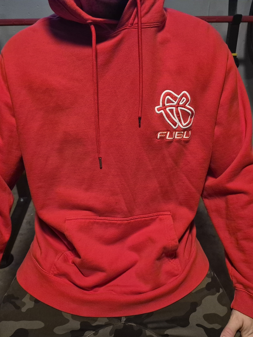 FUBU Red Crewneck Hoodie with Embroidered Logo